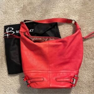 Bright Red b. makowsky Hobo shoulder Bag